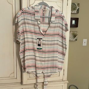 Weatherproof Vintage linen tie waist blouse